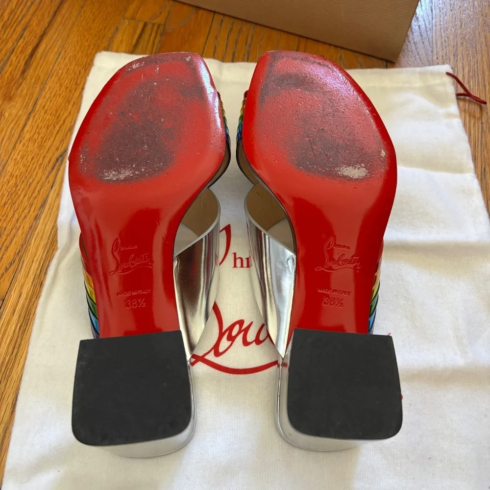 Christian Louboutin Arkenmule Silver Rainbow 55 Heel Sandals | size 38.5 - Picture 10 of 10